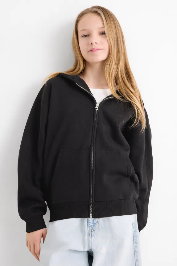 Zip-through hoodie black