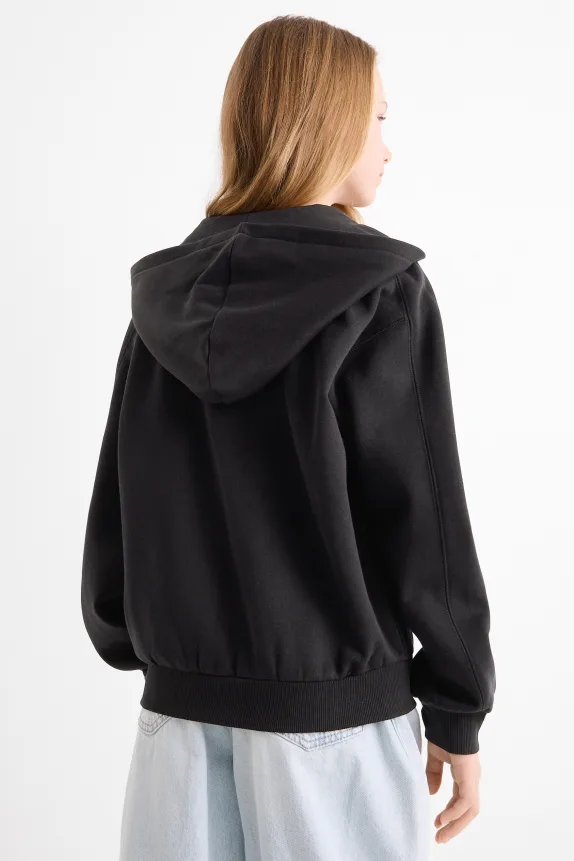 Zip-through hoodie black