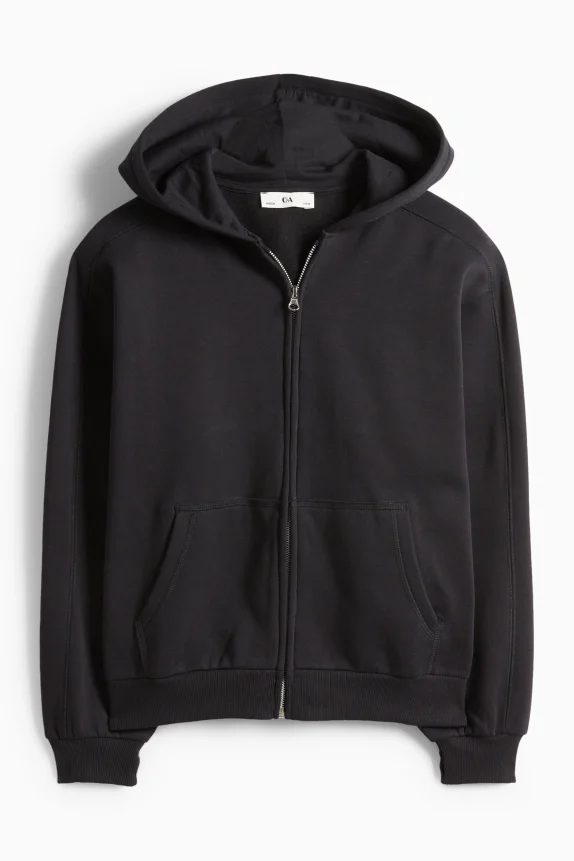 Zip-through hoodie black