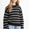 Jumper - ribbed - striped black / white