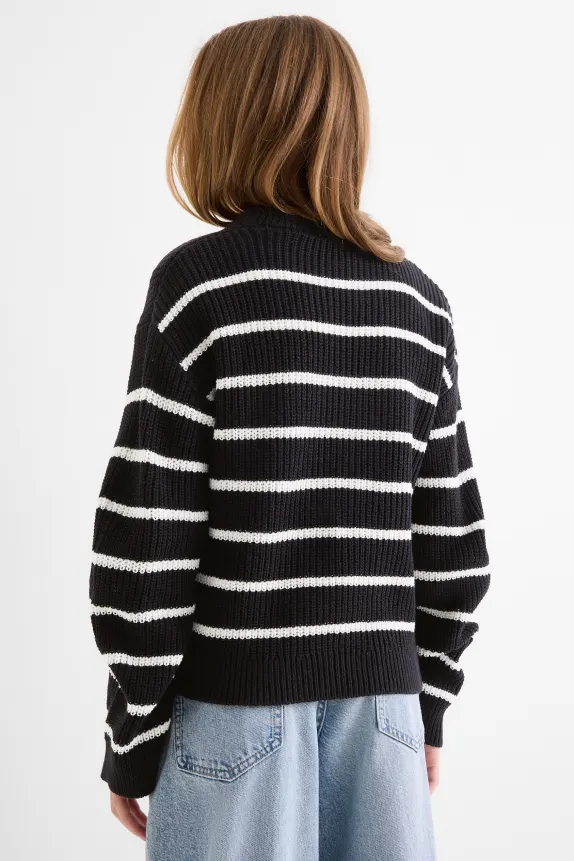 Jumper - ribbed - striped black / white