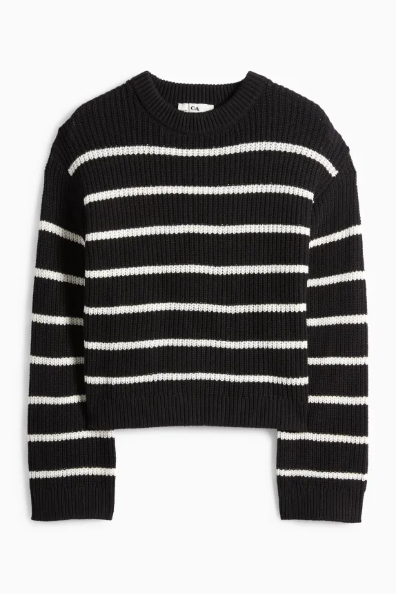 Jumper - ribbed - striped black / white