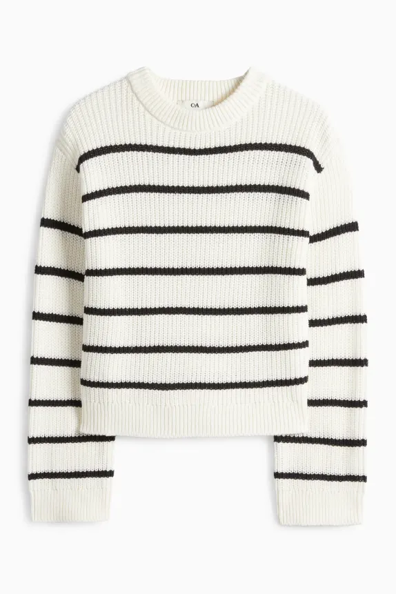 Jumper - ribbed - striped white / black