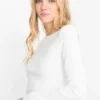 Cropped long sleeve top - slim fit - ribbed cremewhite