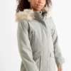 Rain jacket with hood - lined - waterproof light gray