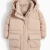 Quilted jacket with hood - water-repellent beige