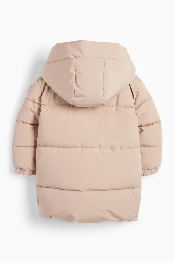 Quilted jacket with hood - water-repellent beige