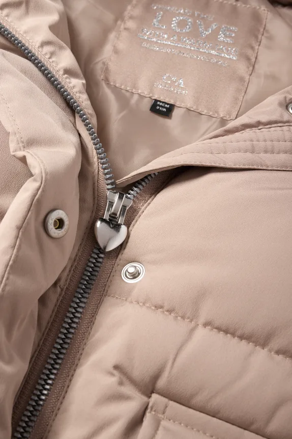 Quilted jacket with hood - water-repellent beige