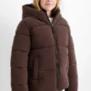Quilted jacket with hood dark brown