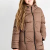 Quilted jacket with hood brown