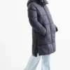 Quilted jacket with hood dark blue