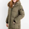 Quilted jacket with hood dark green