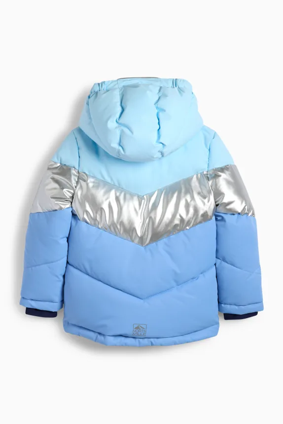 Ski jacket with hood - water-repellent - shiny blue