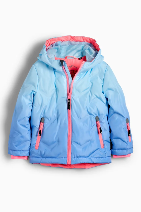 Ski jacket with hood - water-repellent - patterned light blue