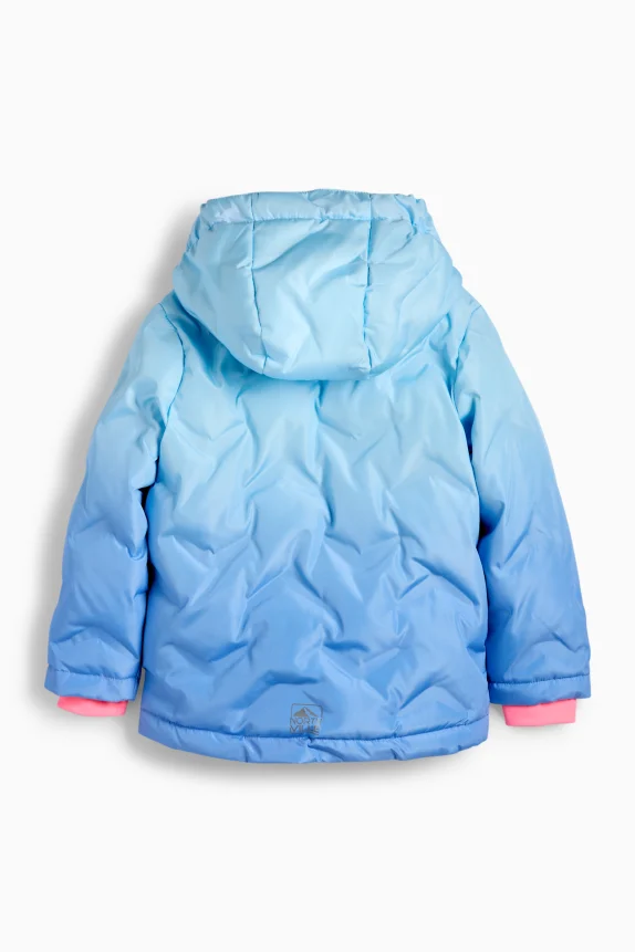Ski jacket with hood - water-repellent - patterned light blue