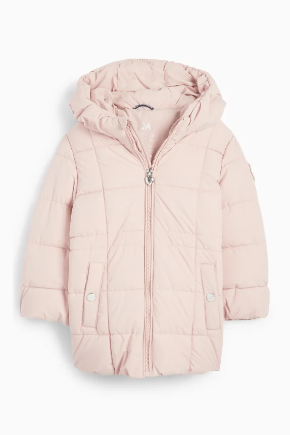 Quilted jacket with hood - water-repellent rose