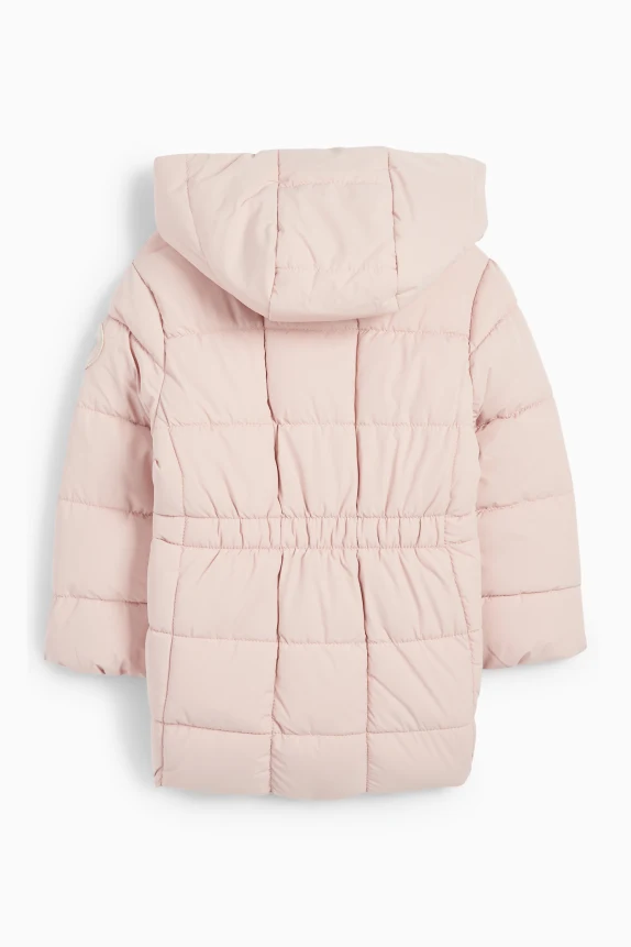 Quilted jacket with hood - water-repellent rose
