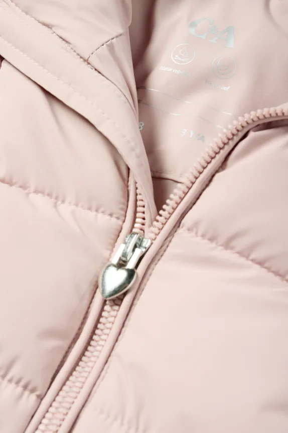 Quilted jacket with hood - water-repellent rose