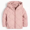 Quilted jacket with hood - water-repellent dark rose