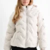 Quilted jacket with hood light beige
