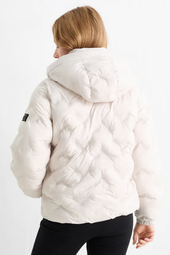 Quilted jacket with hood light beige