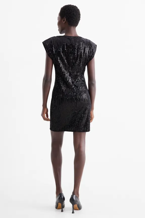 Sequin bodycon dress black