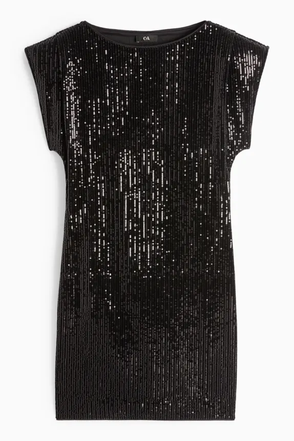 Sequin bodycon dress black