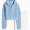 Set - hooded jumper and top - 2 piece blue / white