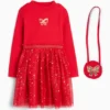 Bow - set - dress and bag - 2 piece - party red