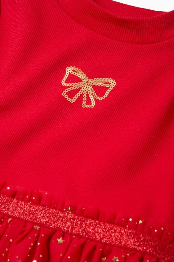 Bow - set - dress and bag - 2 piece - party red