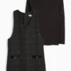Set - turtleneck top and bouclÃ© dress - 2 piece black