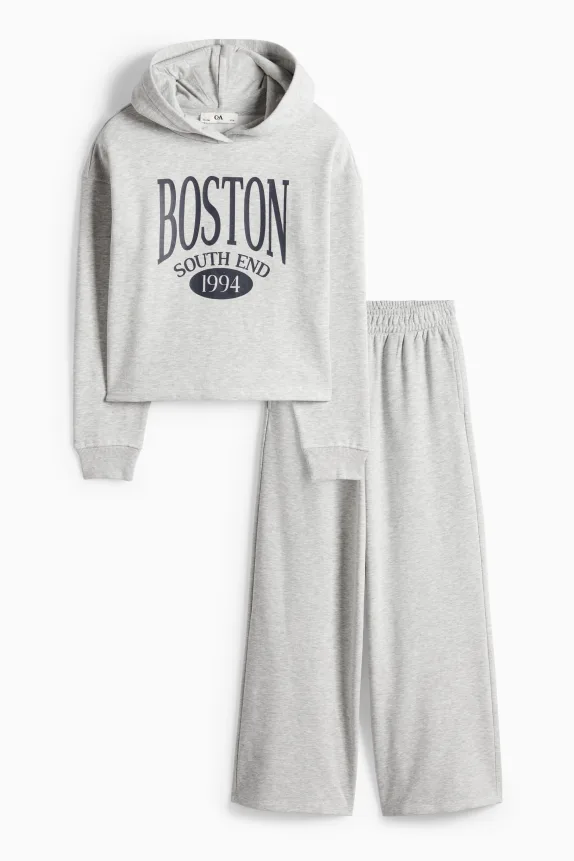 Boston - set - hoodie and joggers - 2 piece light gray-melange