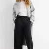 Jersey trousers - high waist - barrel leg black