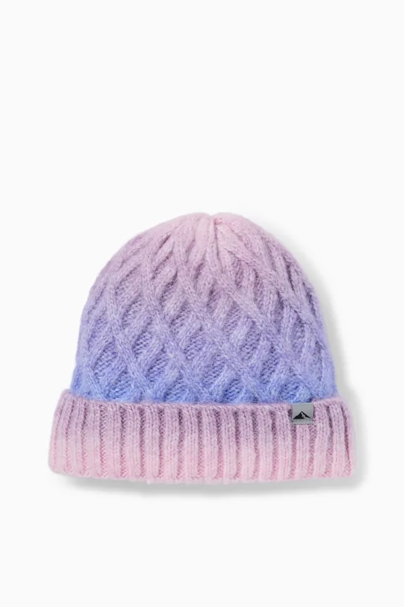 Hat - patterned - cable knit pattern light violet