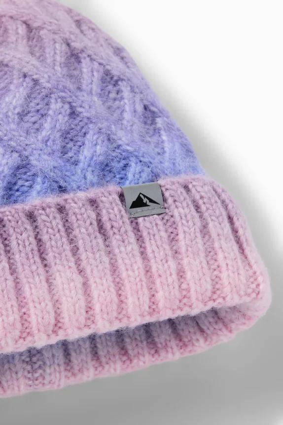 Hat - patterned - cable knit pattern light violet