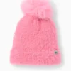 Pom-pom ski hat pink