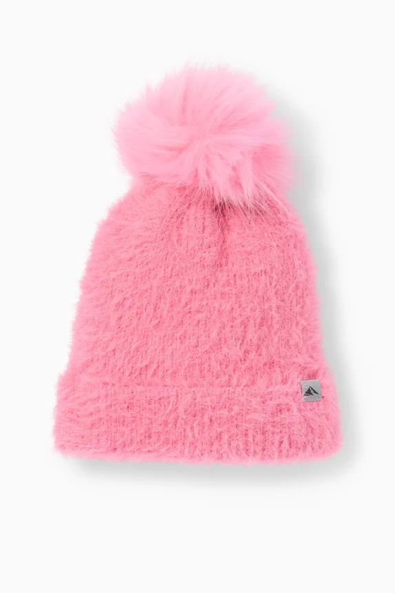 Pom-pom ski hat pink
