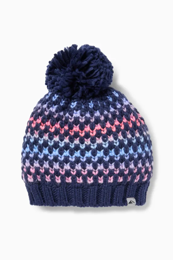 Pom-pom hat - patterned dark blue