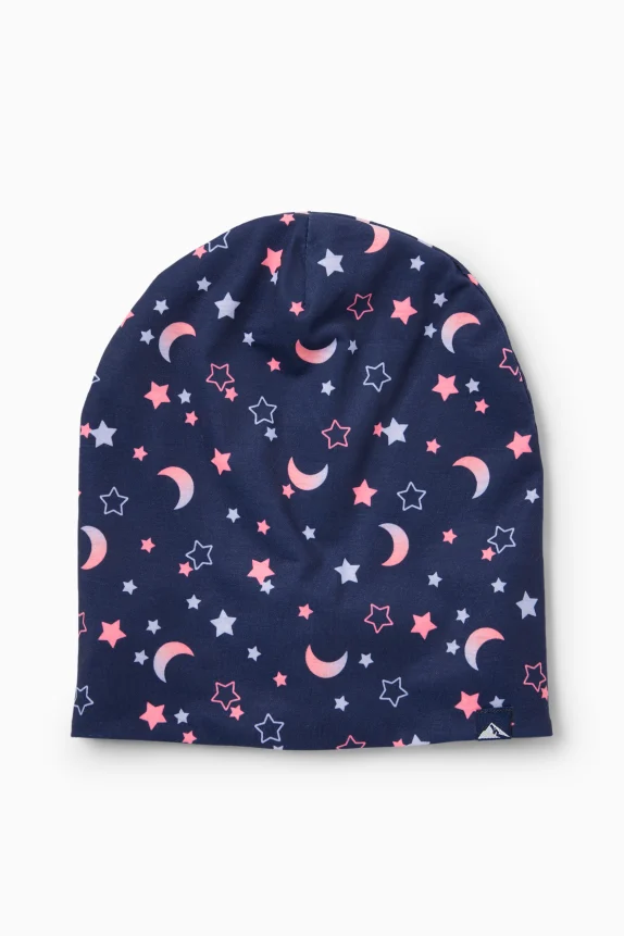Moon and stars - beanie dark blue