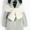 Set - coat with hood and scarf - lined - 2 piece mint green