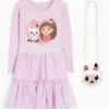 Gabby's Dollhouse - set - dress and bag - 2 piece light violet
