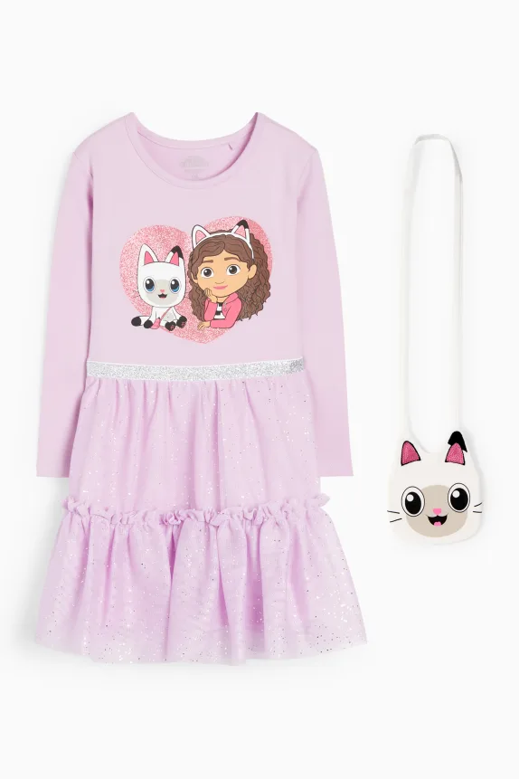 Gabby's Dollhouse - set - dress and bag - 2 piece light violet