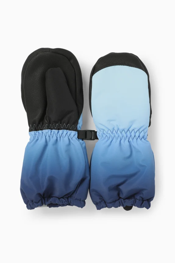 Ski mittens - waterproof - patterned blue / black