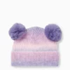 Pom-pom hat - ribbed - patterned light violet