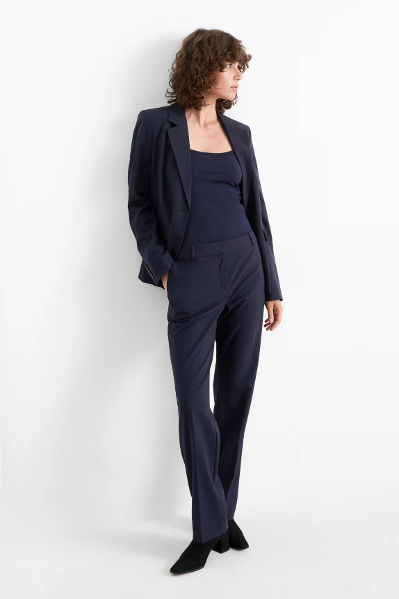 Business trousers - mid-rise waist - straight fit - Mix & match dark blue