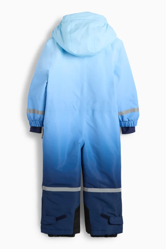 Ski suit with hood - waterproof - patterned light blue