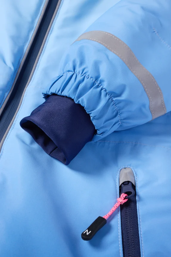 Ski suit with hood - waterproof - patterned light blue