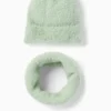Set - hat and snood - 2 piece mint green