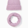 Set - hat and snood - 2 piece light violet
