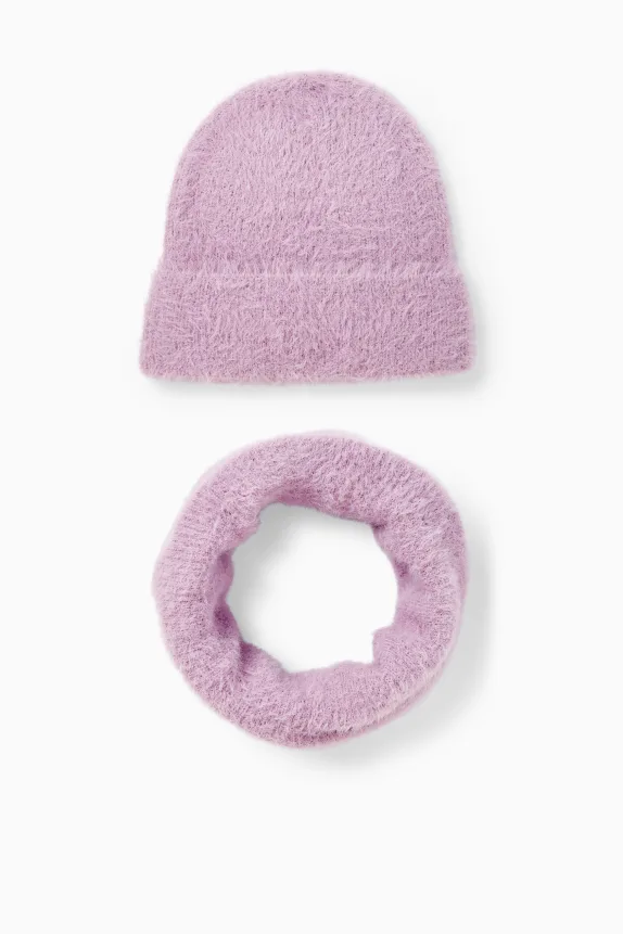 Set - hat and snood - 2 piece light violet